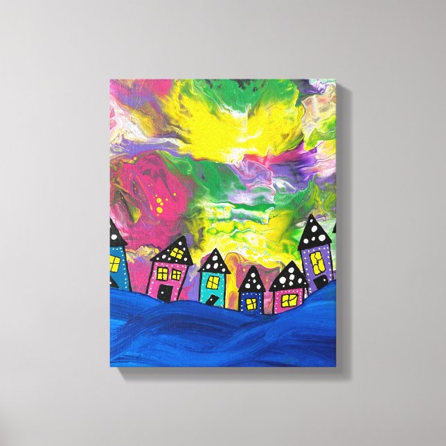 Whimsical Little houses Acrylic by Michael Dooley Canvas Print (Front)