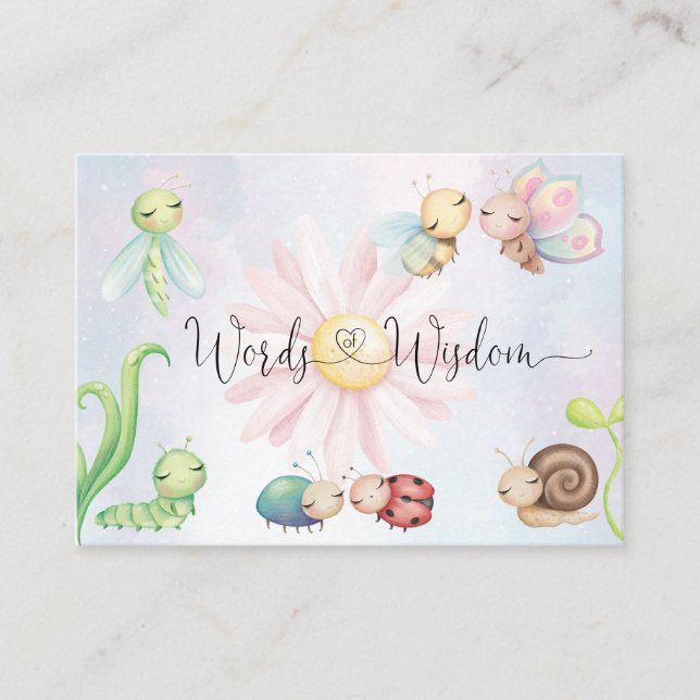 Whimsical Little Love Bug Rainbow Words Of Wisdom Enclosure Card (Front)