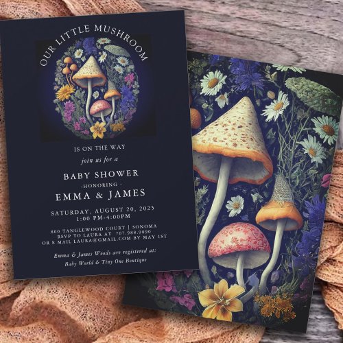 Whimsical Little Mushroom Baby Shower Invitation