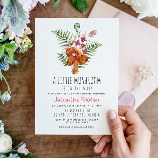 Whimsical Little Mushroom Baby Shower Invitation (Creator Uploaded)