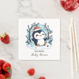 Whimsical Little Penguin Baby Shower Napkins