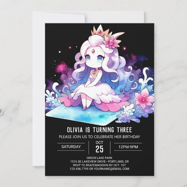 Whimsical Little Princess Birthday Invitation (Front)