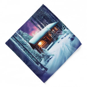 Whimsical Little Rustic Log Cabin In The Woods Bandana