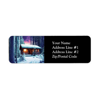 Whimsical Little Rustic Log Cabin In The Woods Label