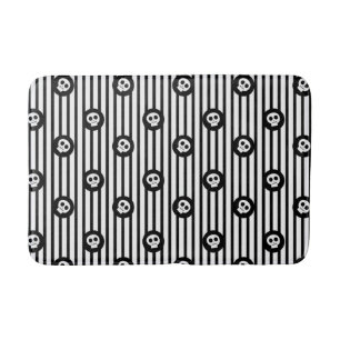 Whimsical Little Skulls Black & White Skull Bath Mat