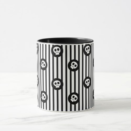 Whimsical Little Skulls Black  White Skull Mug