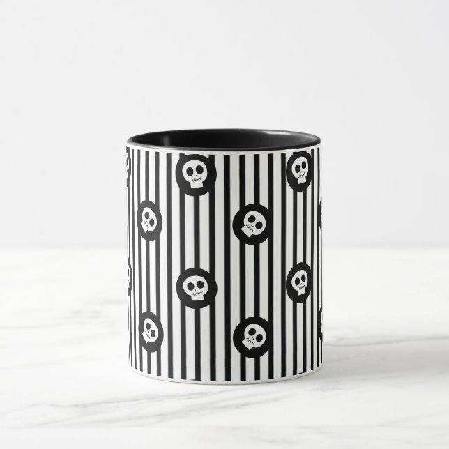 Whimsical Little Skulls Black & White Skull Mug (Center)