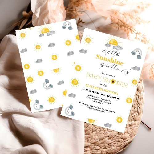 Whimsical  little sunshine on the way baby shower  invitation