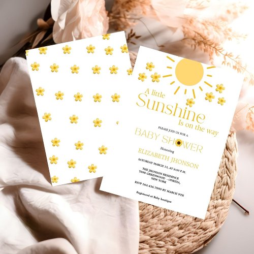 Whimsical  little sunshine on the way baby shower  invitation