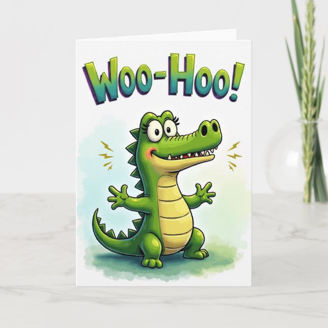 Whimsical Lizard Birthday Card (Front)