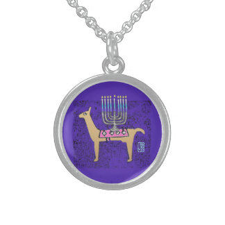 Whimsical Llama with Menorah Necklace