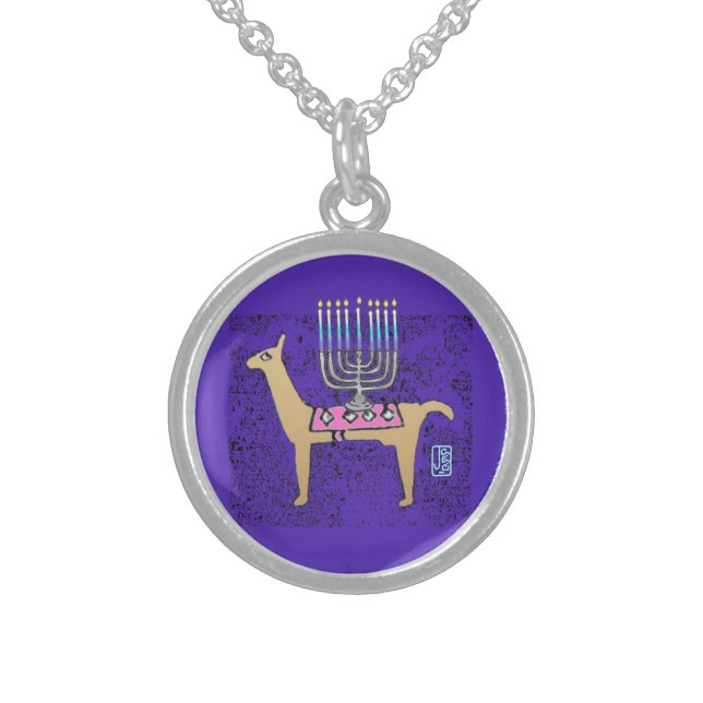 Whimsical Llama with Menorah Necklace (Front)