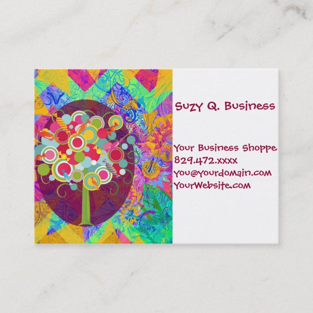 Whimsical Lollipop Candy Tree Business Cards (Front)