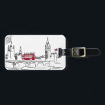 Whimsical London luggage tag<br><div class="desc">Whether you live in London, or just want to, this tag is for you! It features a whimsical skyline, flag, bus, and postmark. Sure to make your bag easy to find at the airport for years to come! It can be personalized with your own information, and it is PERFECT for...</div>