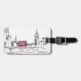 Whimsical London luggage tag