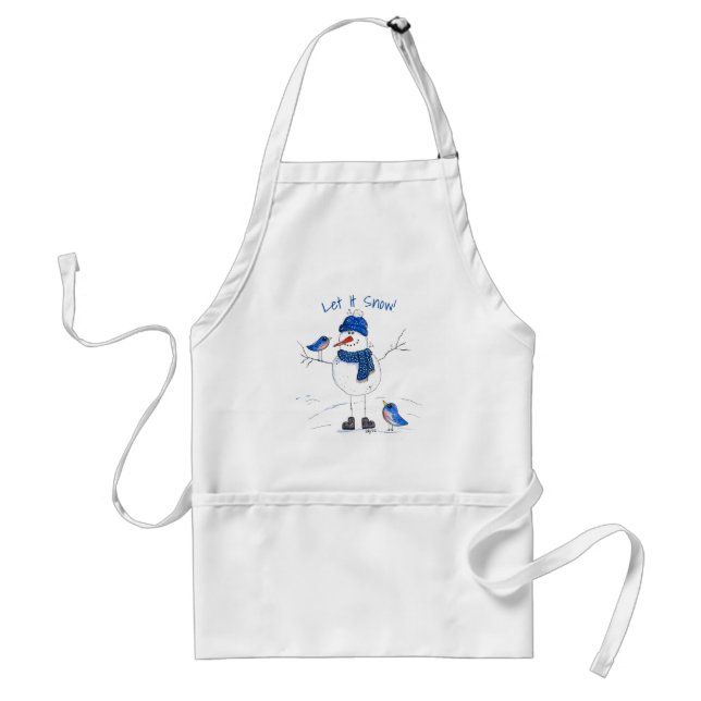 Whimsical Long-Legged Snowman Adult Apron (Front)