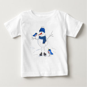Whimsical Long-Legged Snowman Baby T-Shirt
