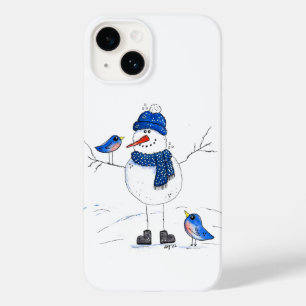 Whimsical Long-Legged Snowman Case-Mate iPhone 14 Case