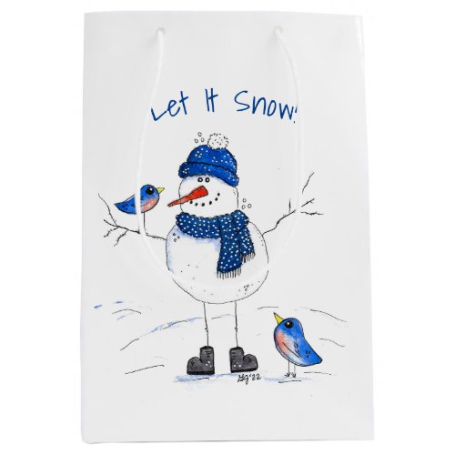 Whimsical Long_Legged Snowman Medium Gift Bag