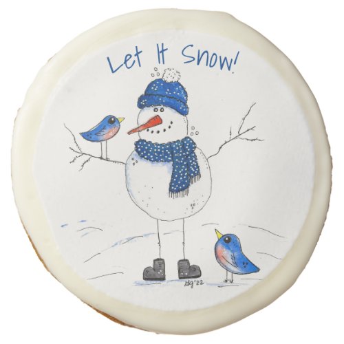 Whimsical Long_Legged Snowman Sugar Cookie