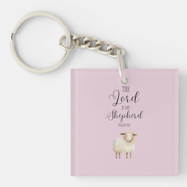 Whimsical Lord is My Shepherd Psalm 23:1 Keychain (Front)