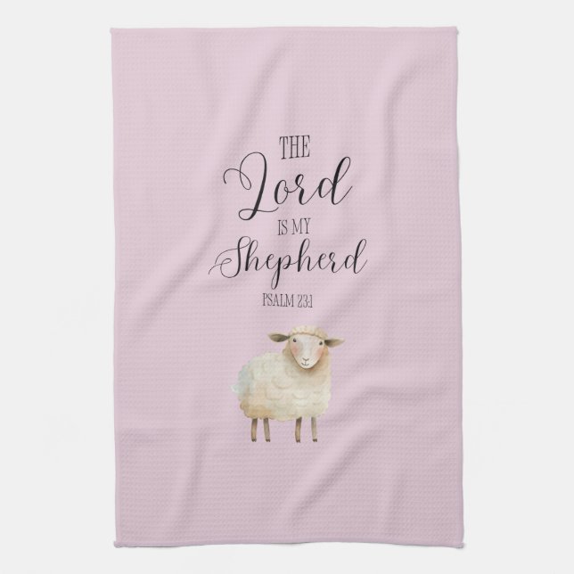 Whimsical Lord is My Shepherd Psalm 23:1 Kitchen Towel (Vertical)