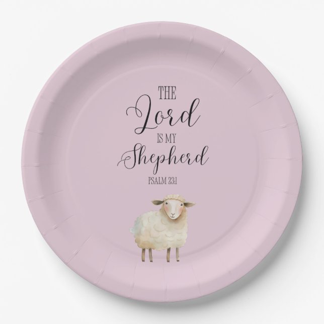Whimsical Lord is My Shepherd Psalm 23:1 Paper Plates (Front)
