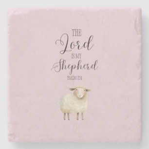 Whimsical Lord is My Shepherd Psalm 23:1 Stone Coaster