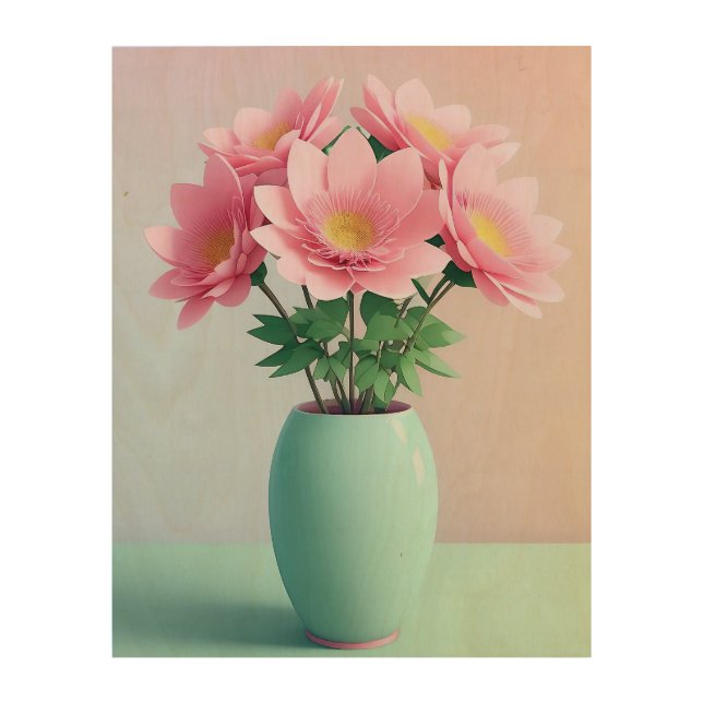 Whimsical Lotus Bliss Wood Wall Art (Front)
