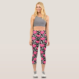 Whimsical Love And Heart Pattern Capri Leggings