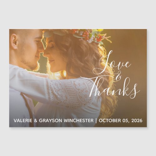 Whimsical Love and Thanks Wedding Photo Magnet