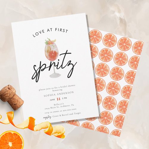 Whimsical Love at First Spritz Bridal Shower  Invitation