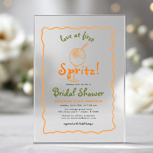 Whimsical Love At First Spritz Funky Bridal Shower Acrylic Invitations