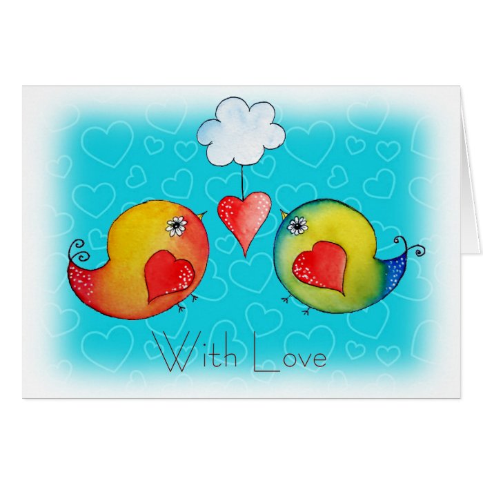 Whimsical Love Birds Greeting Card