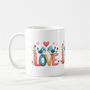 Whimsical Love Birds Pastel Cottagecore Art Coffee Mug
