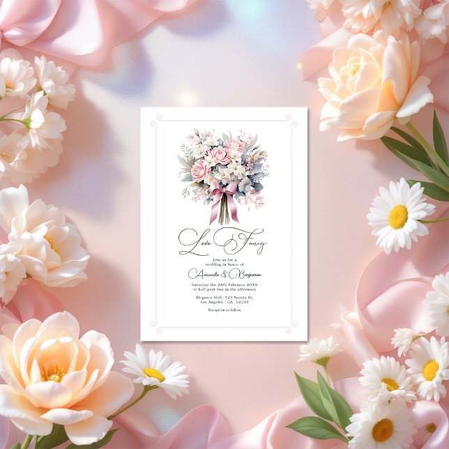 Whimsical Love Fancy Pastel Floral Wedding QR Code Invitation (Whimsical Love Fancy Pastel Floral Wedding QR Code Invitation)
