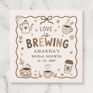 Whimsical Love is Brewing Coffee Bridal Shower Favor Tags
