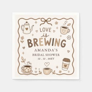 Whimsical Love is Brewing Coffee Bridal Shower Napkins