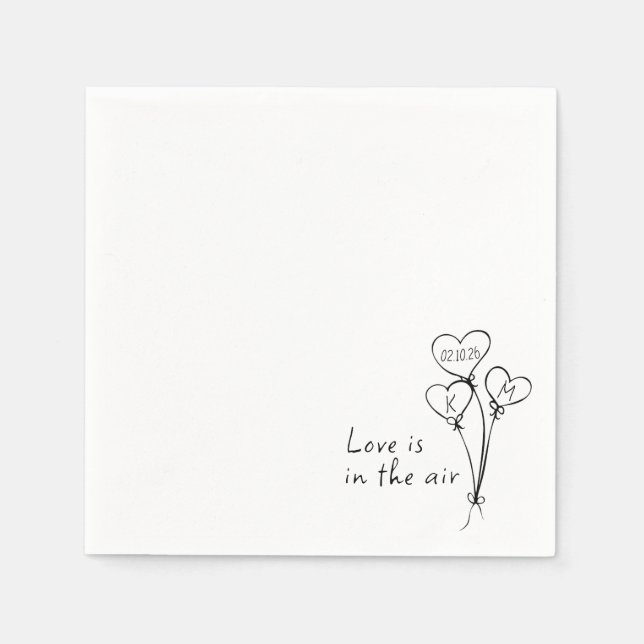 Whimsical "Love is in the Air" Custom Chic Wedding Napkins (Front)