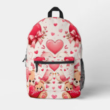 Whimsical Love Pattern School Bag - Cute Gift for 