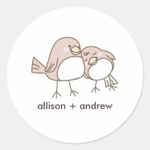 Whimsical Lovebirds Wedding Envelope Seal Sticker