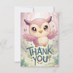 Whimsical Lovely Owl  Thank You Card