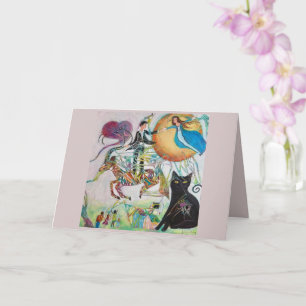 Whimsical Lovers Flying Art Card