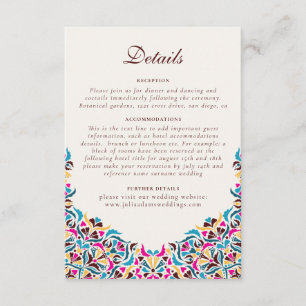 Whimsical Luxury Ivory Floral Style Border Wedding Enclosure Card