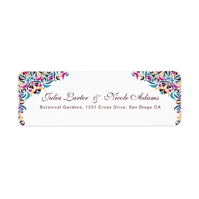 Whimsical Luxury Ivory Floral Style Border Wedding Label (Front)