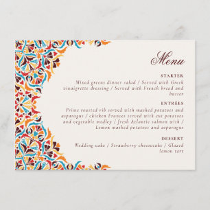 Whimsical Luxury Ivory Floral Style Border Wedding Menu