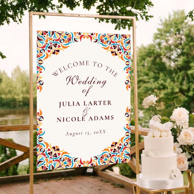 Whimsical Luxury Ivory Floral Style Border Wedding Poster (Creator Uploaded)