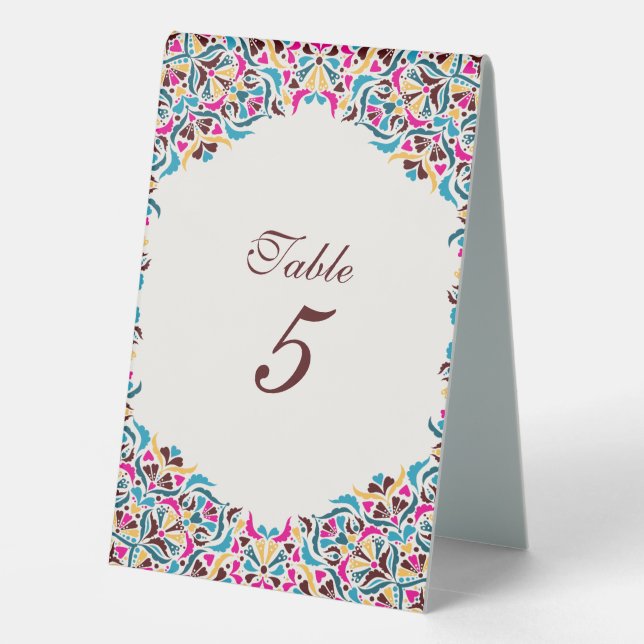 Whimsical Luxury Ivory Floral Style Border Wedding Table Tent (Back)