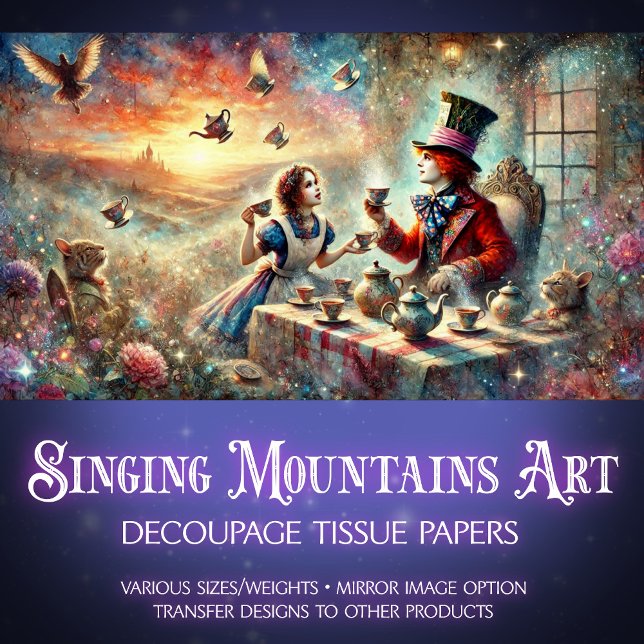 Whimsical Mad Hatter Tea Party Decoupage Tissue Paper (Creator Uploaded)