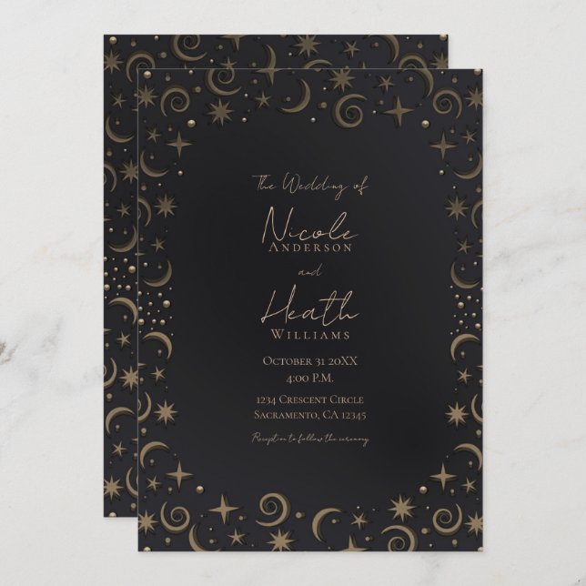 Whimsical Magic Celestial Swirls Wedding   Invitation (Front/Back)